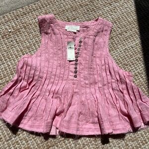 Anthropology Lottie Pleated Linen Tank